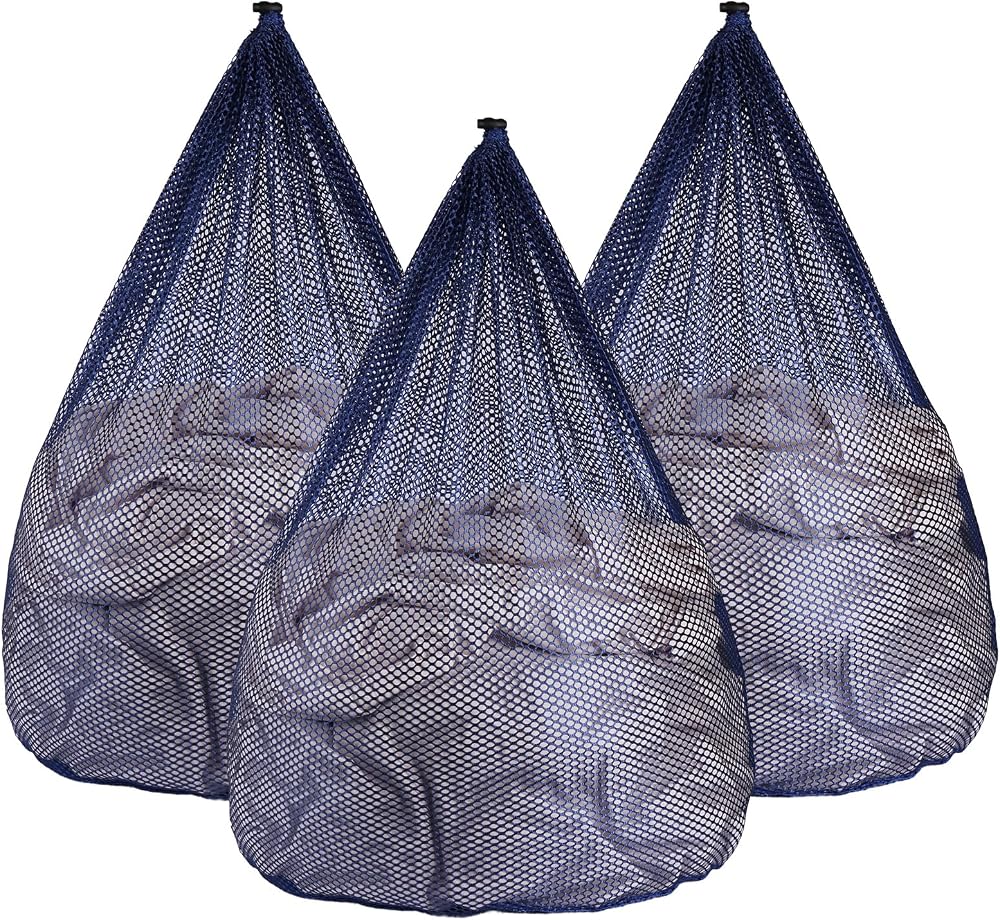 OKAKA 3-Pack XXL Mesh Laundry Bags (Blue)