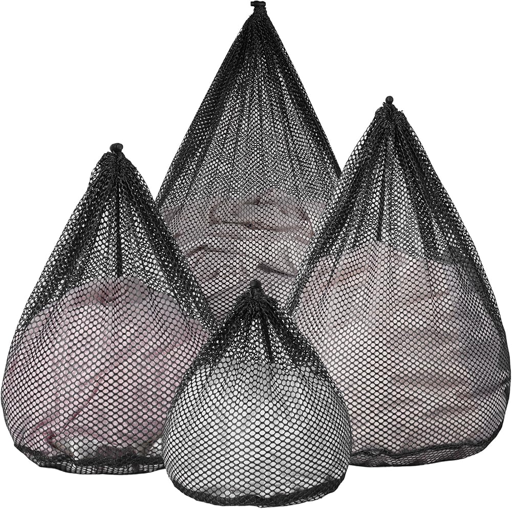 OKAKA 4-Piece Mesh Laundry Bag Set (Black)