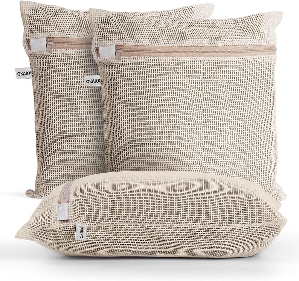 OKAKA XXL Cotton Mesh Laundry Bags, Set of 3